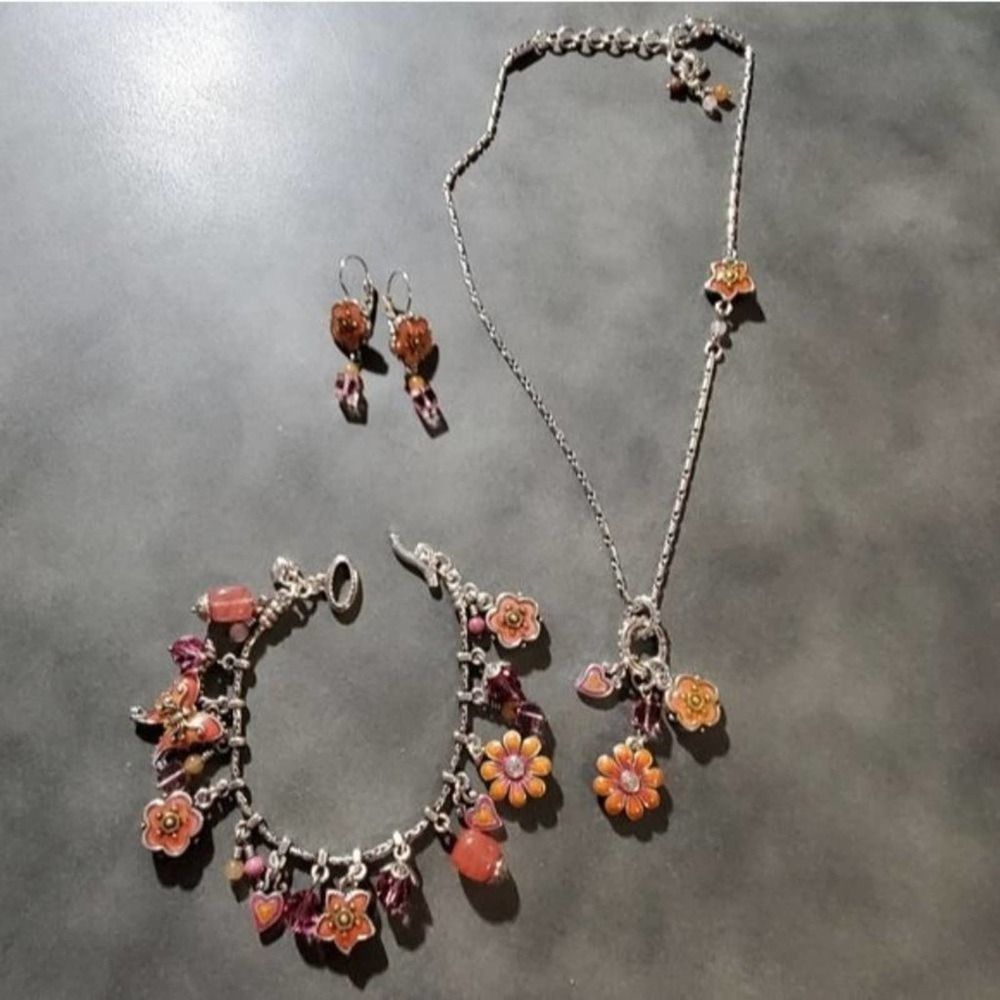 Brighton COTE D’Azur pink Collection necklace, earrings, and bracelet butterfly